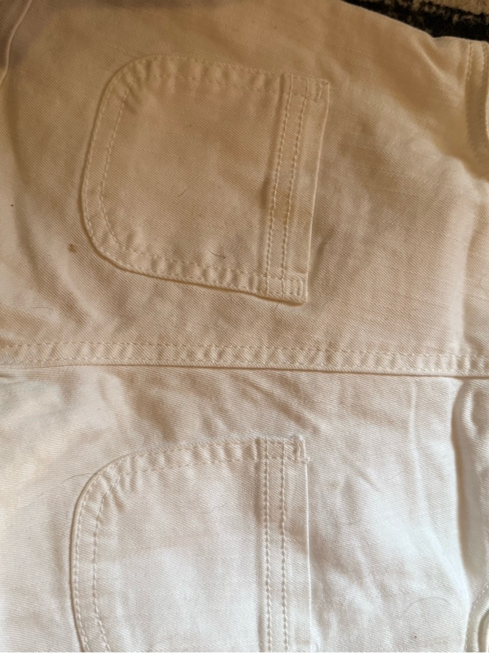 Tommy Hilfiger White Denim Overalls with Red Script and Navy Stripe - Picture 5 of 5